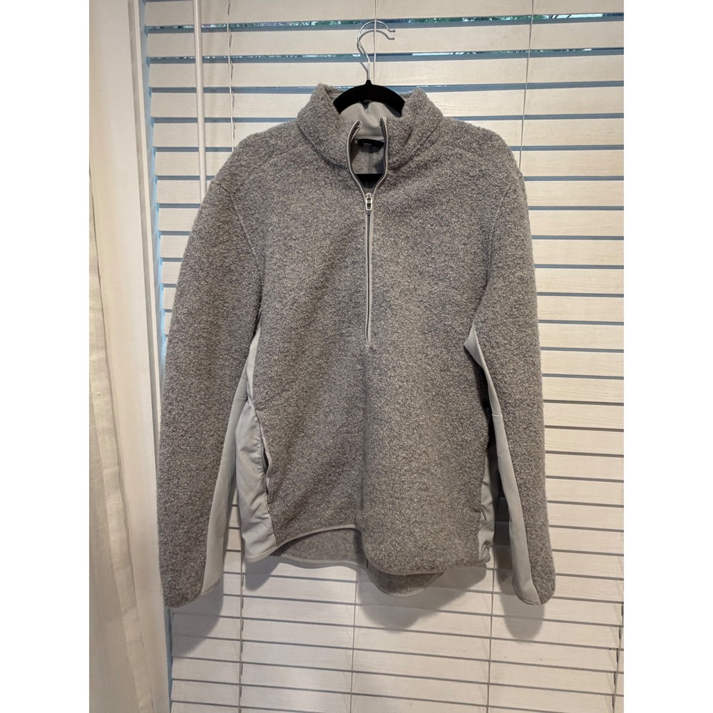 Lululemon Mens Half Zip Sherpa Fleece Pullover Grey Size L Mock Neck Jacket